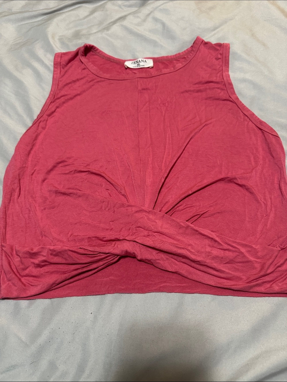 Zenana Outfitters Raspberry Twist-Front Tank Top